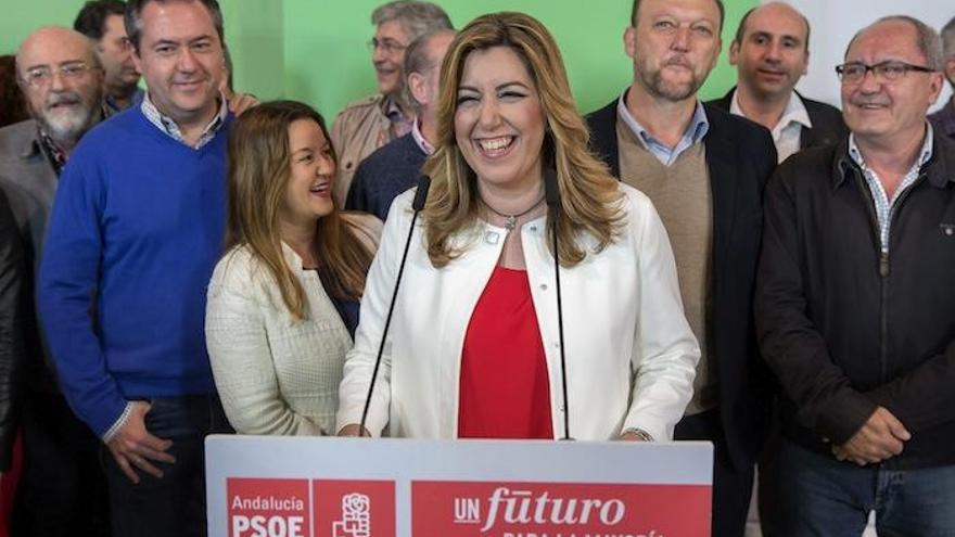 Susana Díaz, ayer durante su valoración de los resultados de las elecciones.