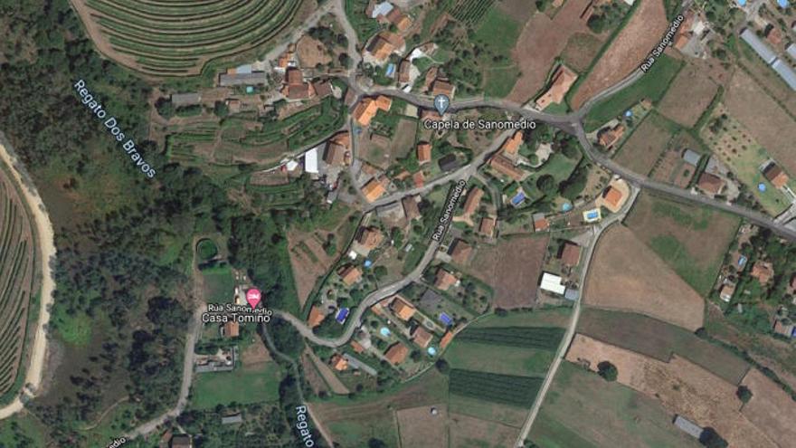 La zona de Tomiño en la que se registró el incendio // Google Maps