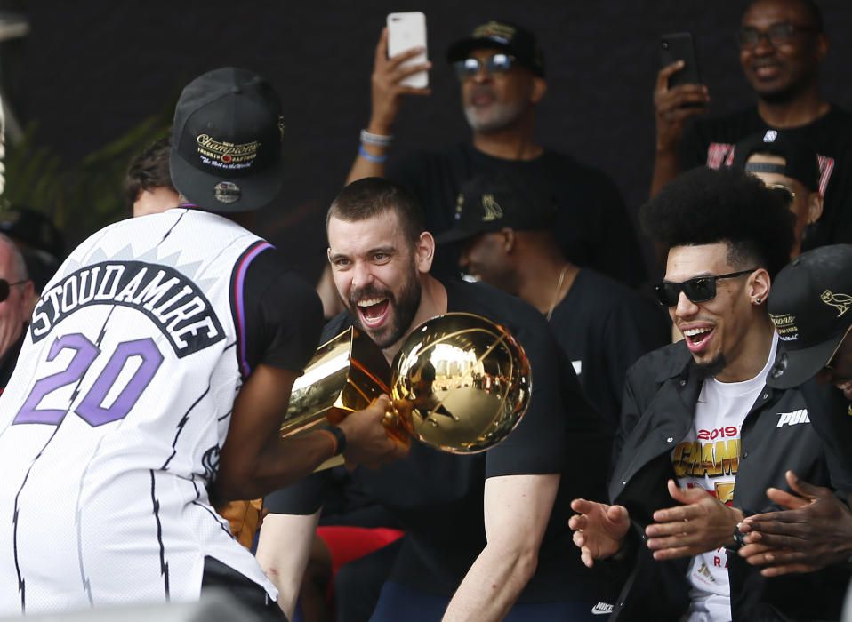 Los Raptors celebran el título de la NBA