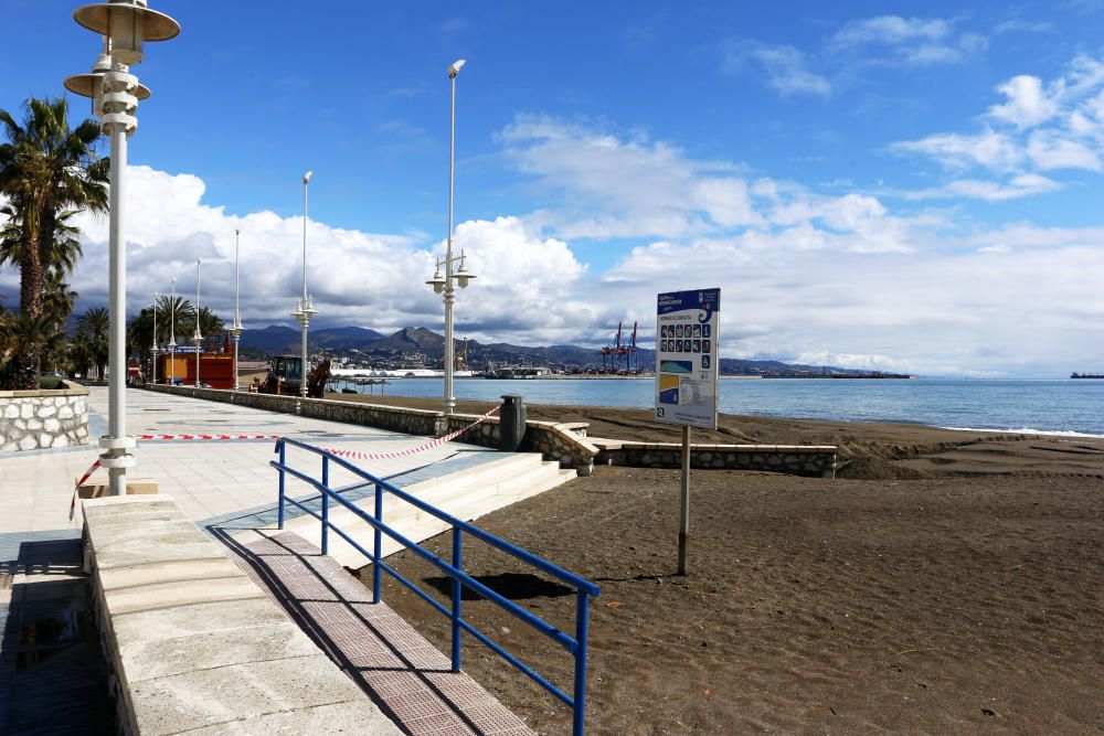 Playas cerradas en Málaga en el inicio de la primavera