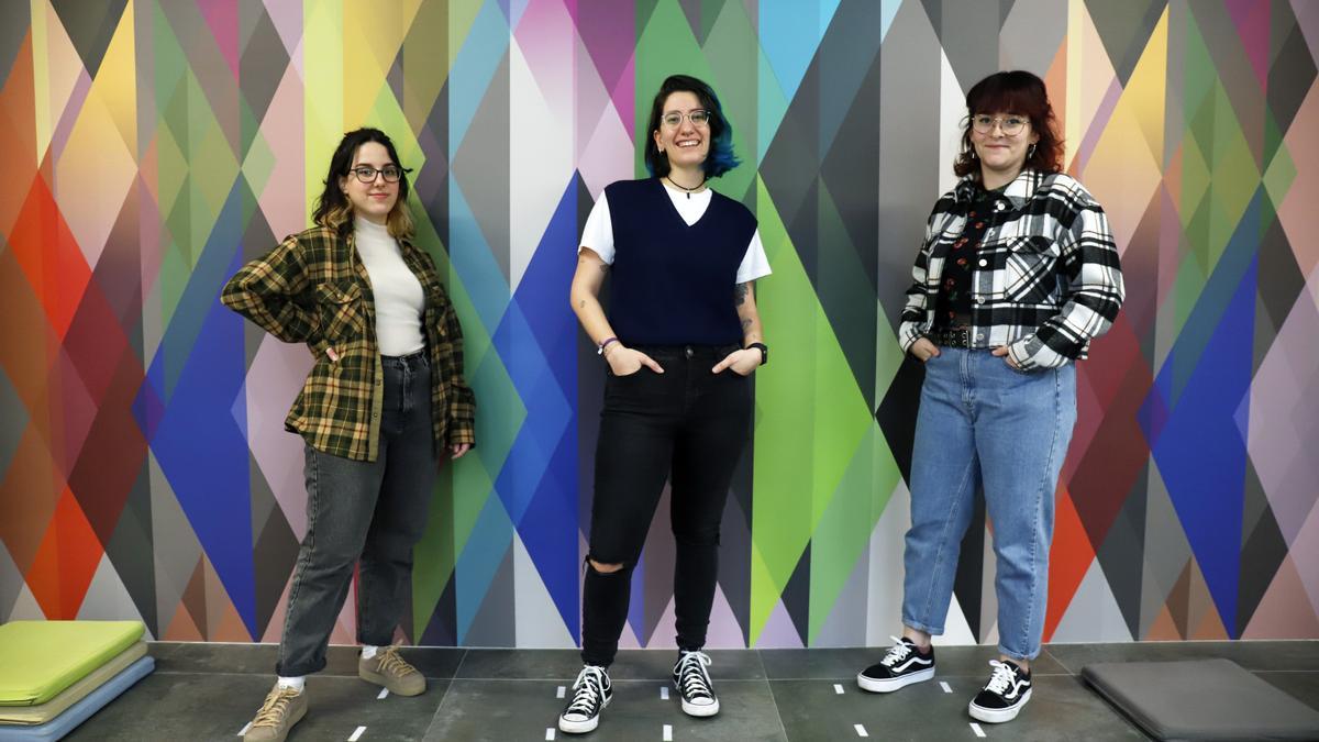 María Cerro, Lucía Herrero y Marta Zarca, en las instalaciones del Polo Digital de Tabacalera.