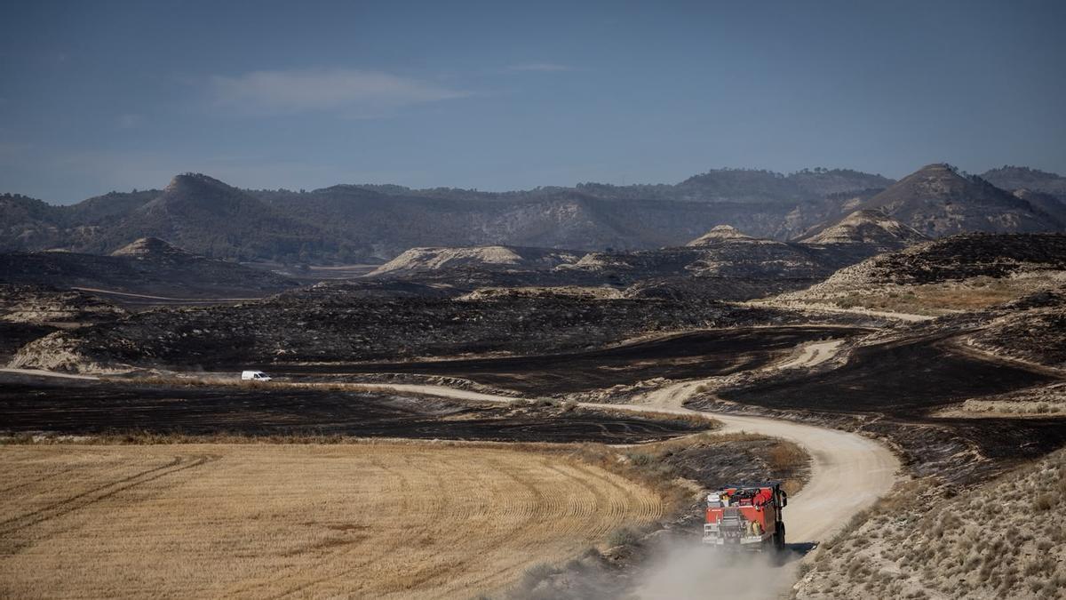 Vista aérea del incendio de Alcubierre