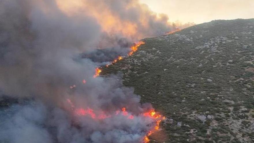 Once medios aéreos trabajan en la extinción de un incendio forestal en Tornavacas