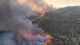 Once medios aéreos trabajan en la extinción de un incendio forestal en Tornavacas
