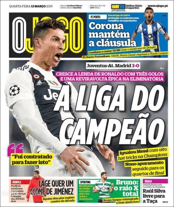 Portada O JOGO miércoles 13 de marzo de 2019