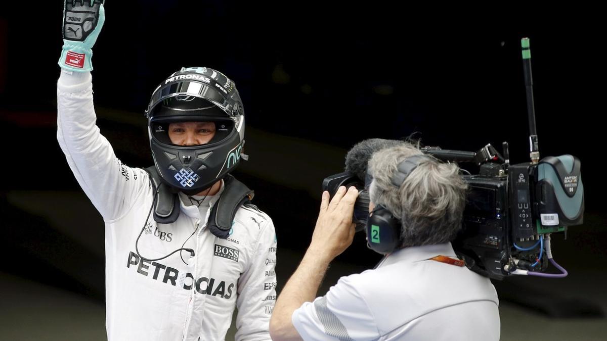 El piloto de Mercedes Nico Rosberg, tras la sesión clasificatoria.