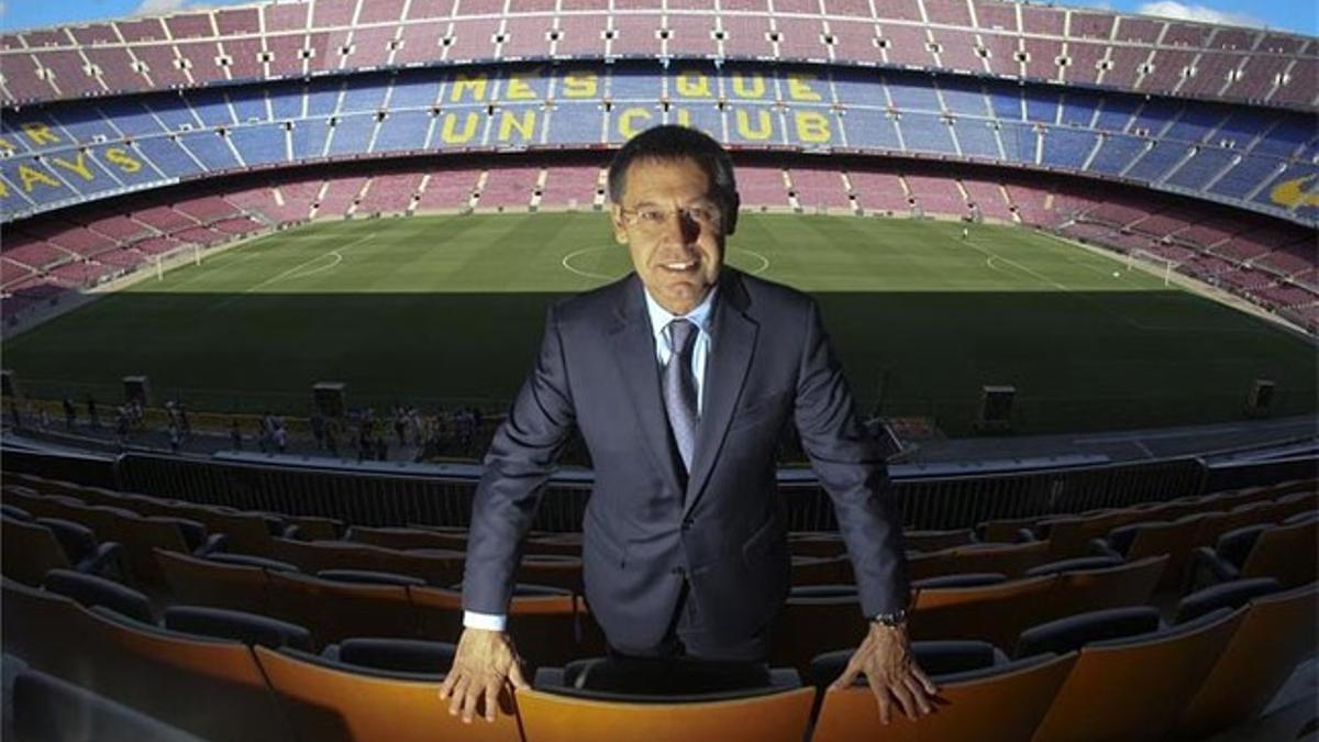 Bartomeu posa en el Camp Nou, el estadio que quiere remodelar
