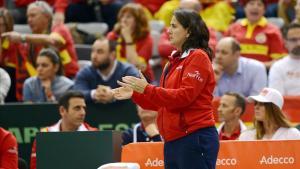 Conchita Martínez en el partido contra Croacia de la Copa Davis.