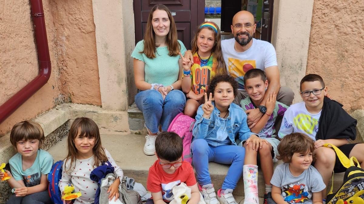 David González con los alumnos de Logrezana