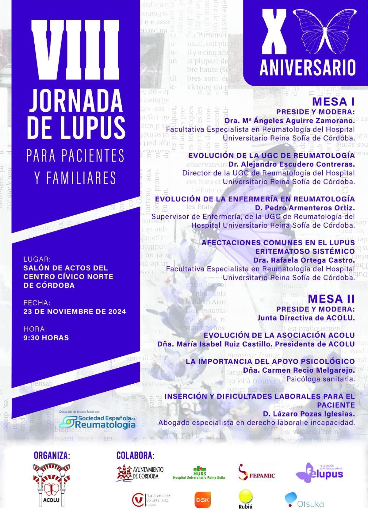 Cartel informativo de la octava Jornada de Lupus, organizada por Acolu.