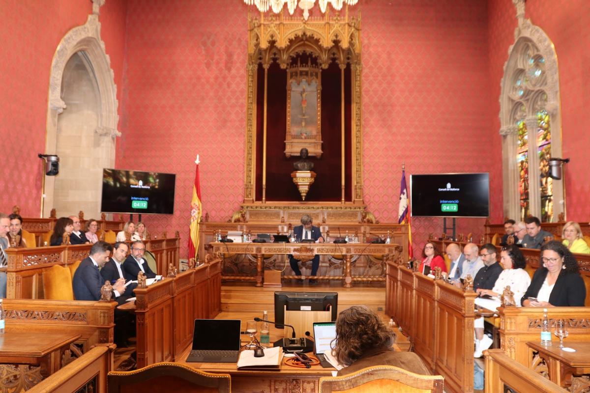 Pedro Bestard, solo en la mesa presidencial, dirigió y moderó el pleno durante unos minutos.