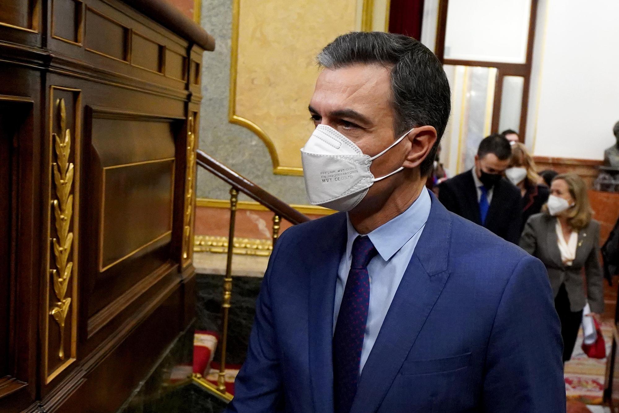 Pedro Sanchez antes de la sesión de control al Gobierno en el Congreso.