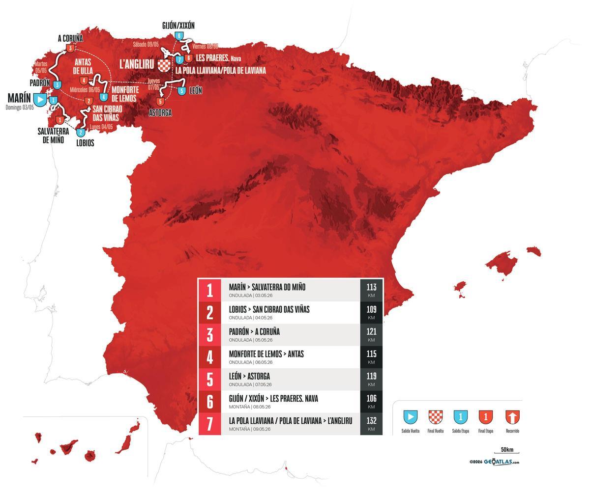 El mapa de la Vuelta femenina.