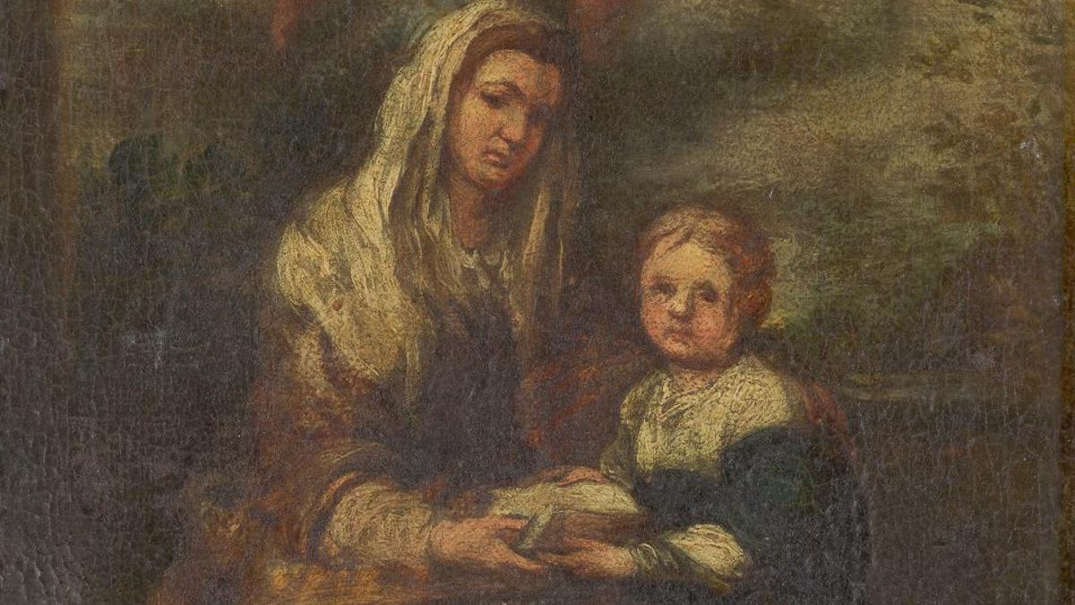 Detalle del boceto para el cuadro Santa Ana dando una lección a la Virgen de Murillo