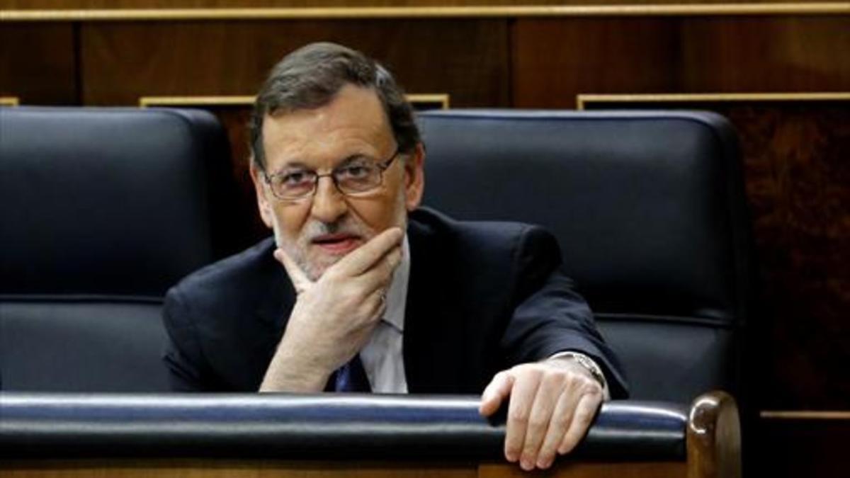El presidente en funciones, Mariano Rajoy, en abril, en el Congreso.