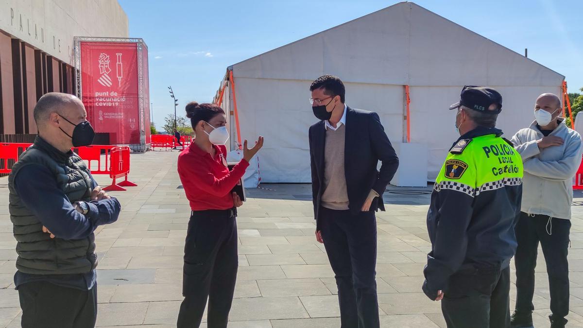 El concejal David Donate, hoy, en la visita al Auditorio.