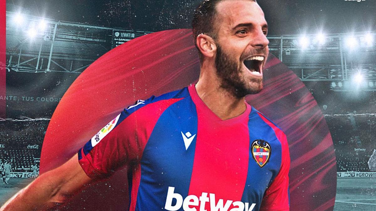 El montaje del anuncio del fichaje de Soldado hecho por el Levante UD. | LEVANTE UD