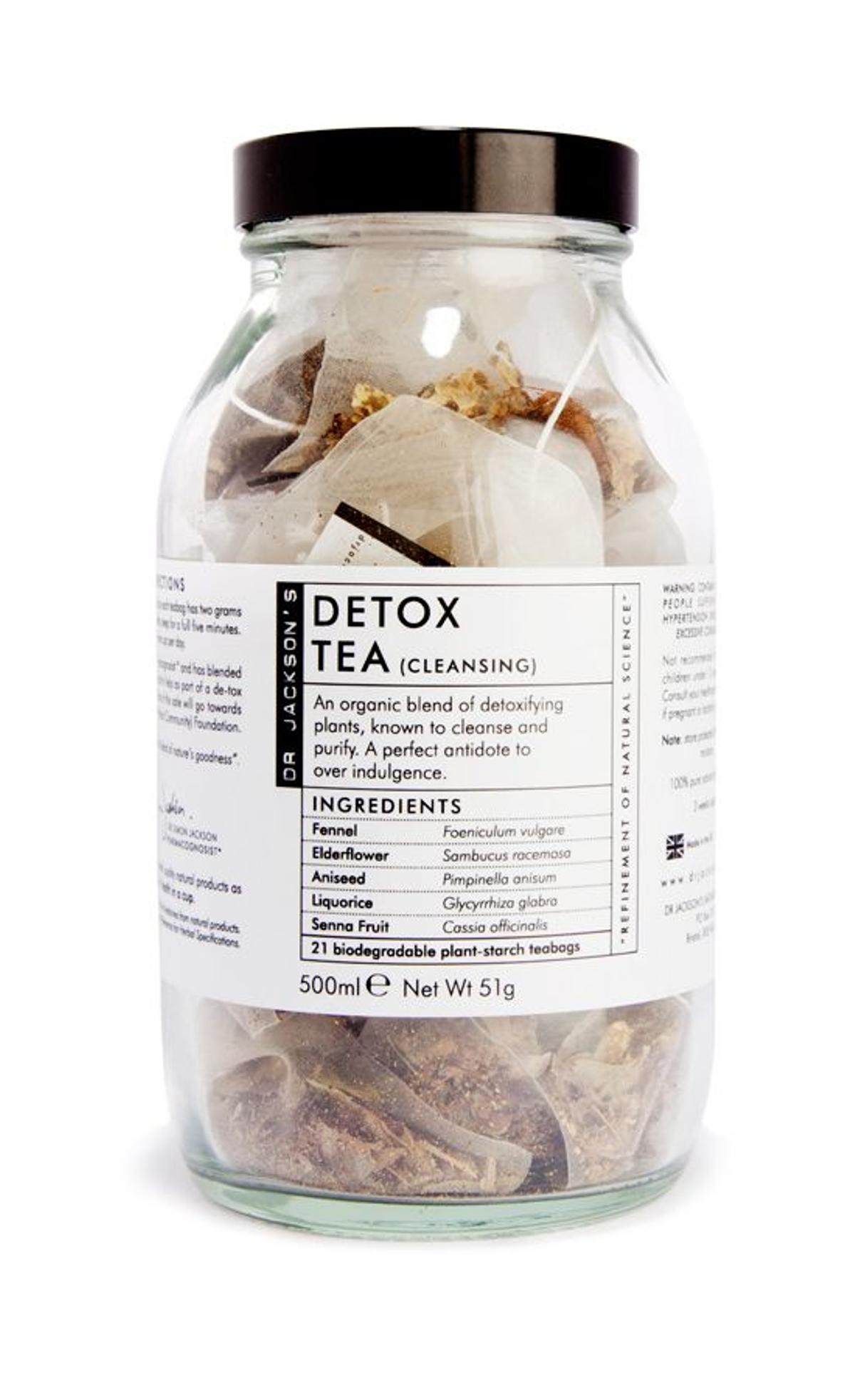 Té detox, con hinojo, semilla de anís y sauco favorecen la digestión y eliminan toxinas y radicales libres, de Dr. Jackson’s