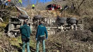 Muere tras despeñarse la hormigonera que conducía por Manzaneda