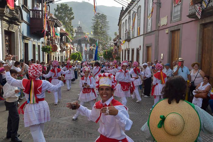 Carretas y grupos en la romería del Pino