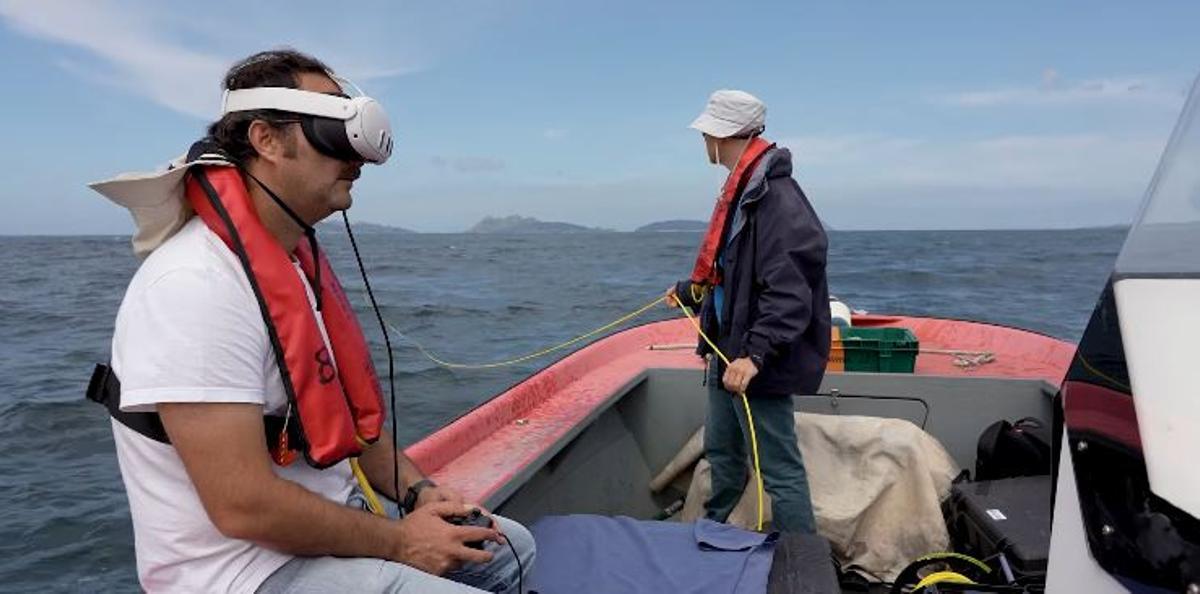 Investigadores mapean las poblaciones de erizo gallego con un dron submarino.