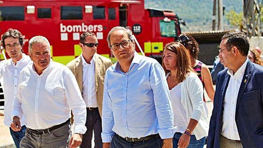 Quim Torra va visitar la zona afectada per l&#039;incendi.