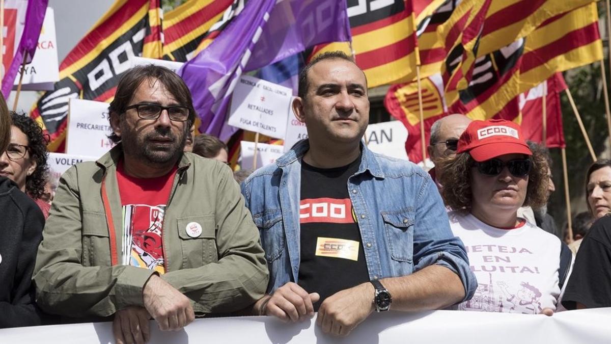 Camil Ros y Javier Pacheco, en la manifestación del Primero de Mayo.