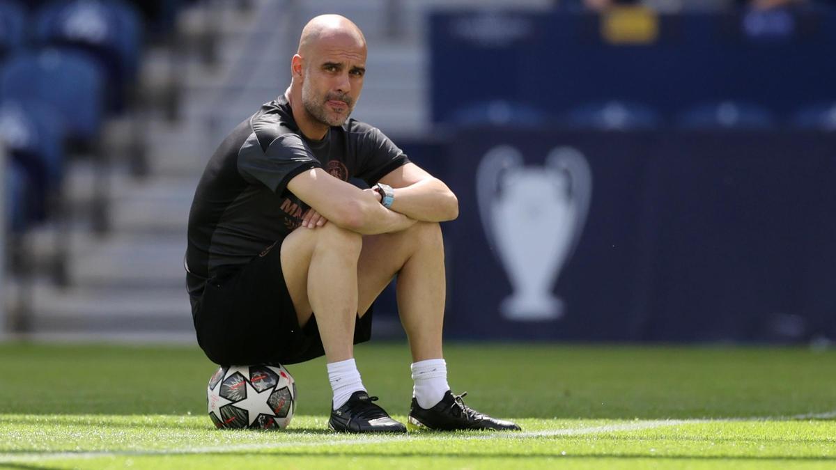 Pep Guardiola, in a Manchester City training session prior to the Champions League final.