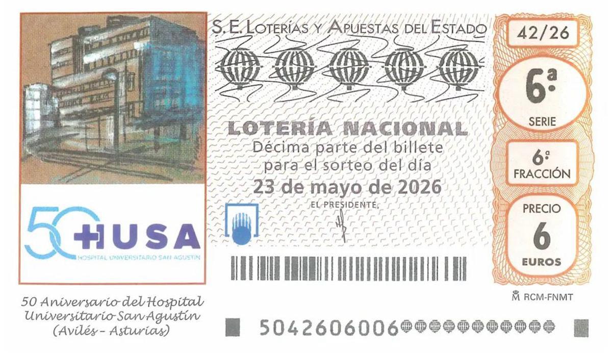 Un décimo para el sorteo del sábado, día 23, que homenajea al HUSA.