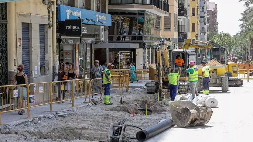 Sin avances en las ayudas para comercios de Alicante por el perjuicio de las obras desde noviembre