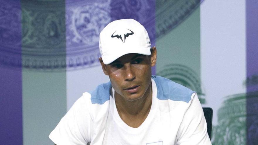 Rafel Nadal, durante su comparecencia de ayer en las instalaciones de Wimbledon.