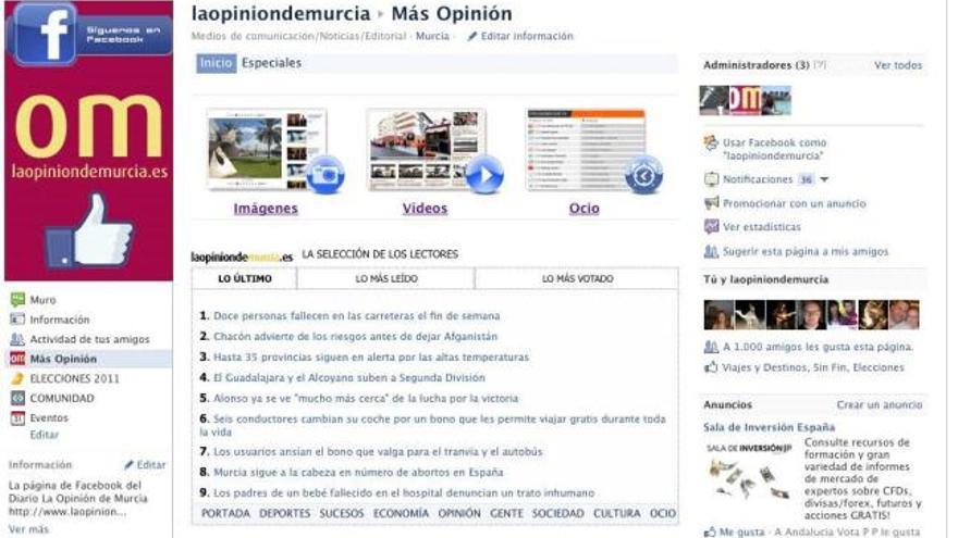 Nuevo espacio en la página de Facebook de laopiniondemurcia.es