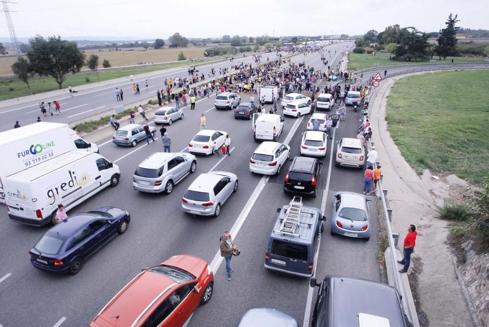 Tall de l'autopista AP-7 a Girona sud per protestar per la sentència del procés