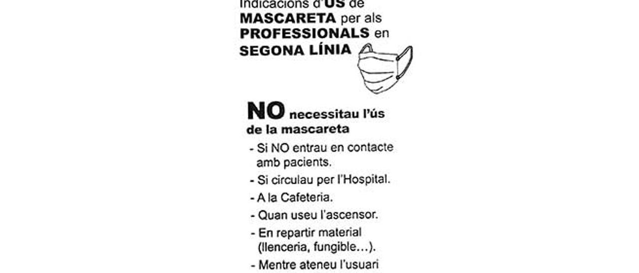 En plena pandemia, Son Espases  eximía de mascarilla en el hospital,  en la cafetería, en el ascensor. ¿Quién  era negacionista?