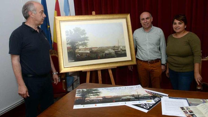 Vilanova presentó ayer una de las reproducciones del cuadro de Mariano Sánchez. // Noé Parga