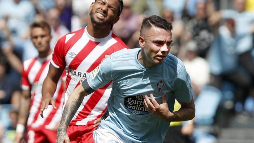 Aspas celebra su gol ante el Girona. // J. Lores