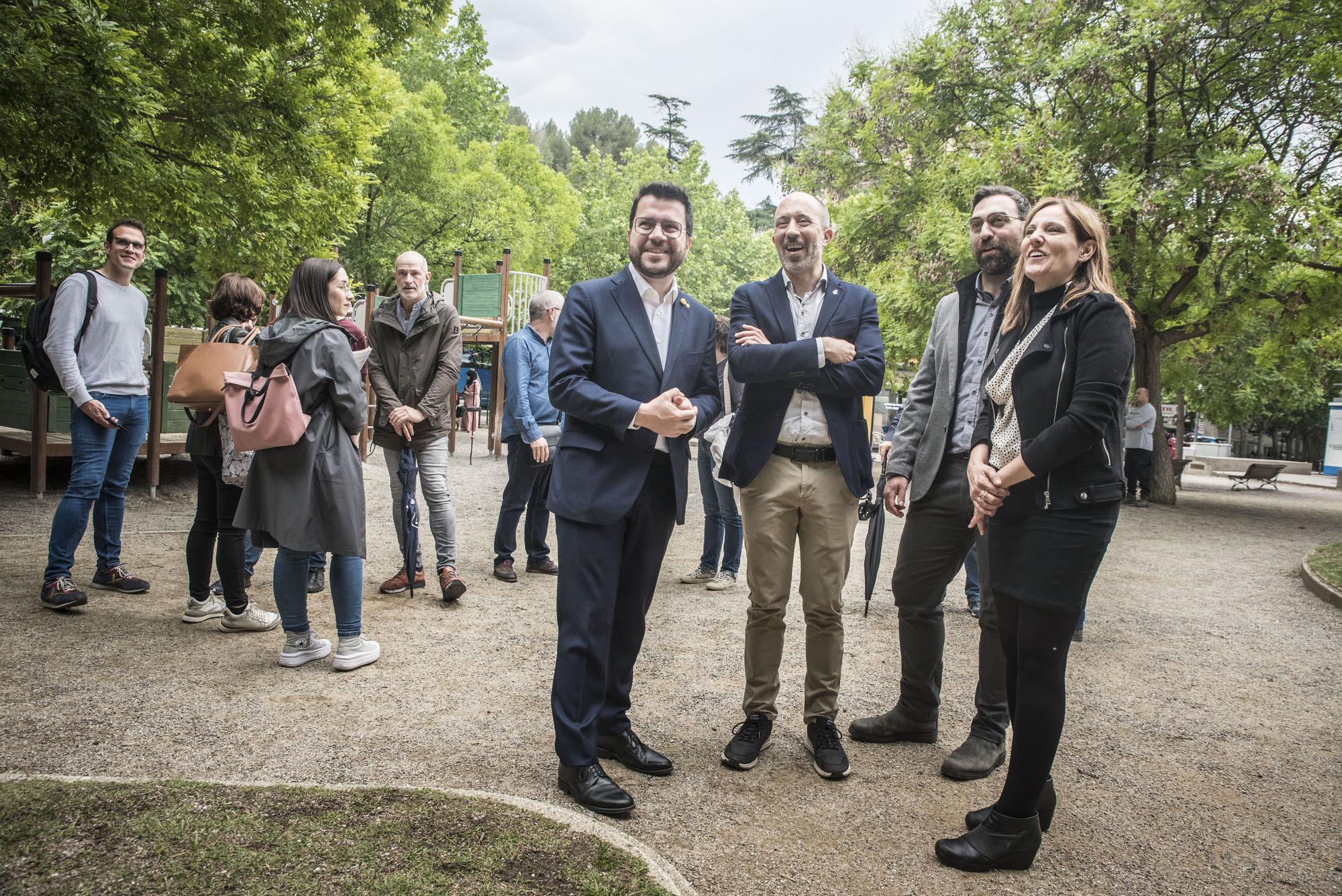 Totes les imatges de la visita de Pere Aragonès visita Manresa per donar suport a Marc Aloy