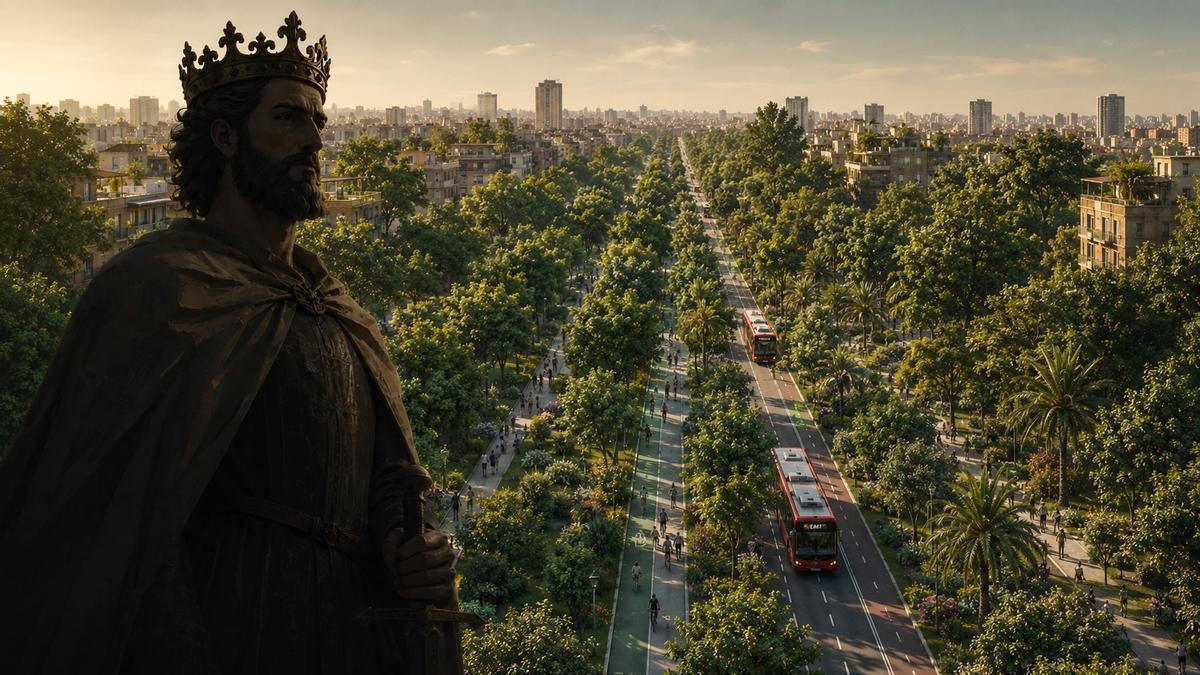 Una figuración de como será el nuevo paseo con la figura del rey Jaume I