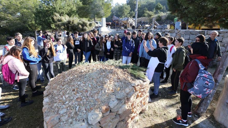 Un grupo de escolares de visita a la ‘sitja’ de  sa Rota d’en Coca en 2020. | J.A.RIERA