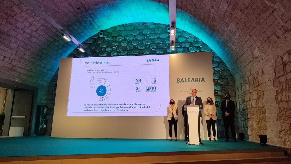 El presidente de Baleària, Adolfo Utor, en la presentación de los resultados de la compañía.