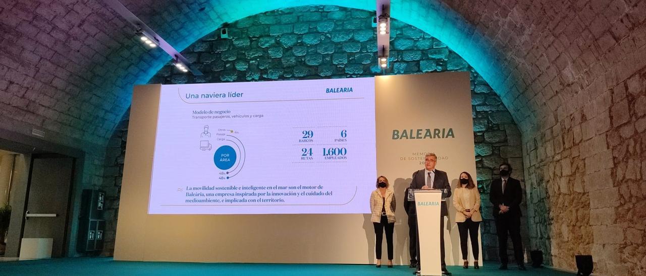 El presidente de Baleària, Adolfo Utor, en la presentación de los resultados de la compañía.