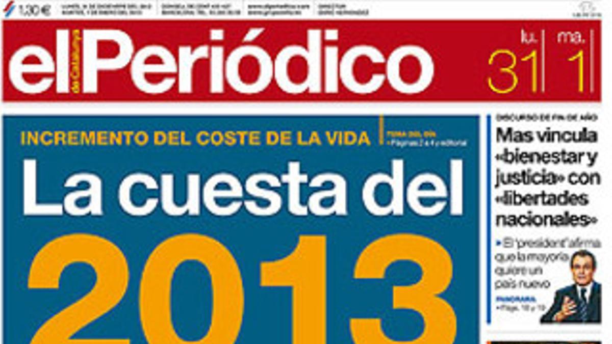 La pronunciada cuesta de enero de este 2013, portada de EL PERIÓDICO.
