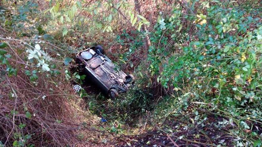 Una herida al caer con el coche por un barranco para esquivar unos jabalíes en Puerto