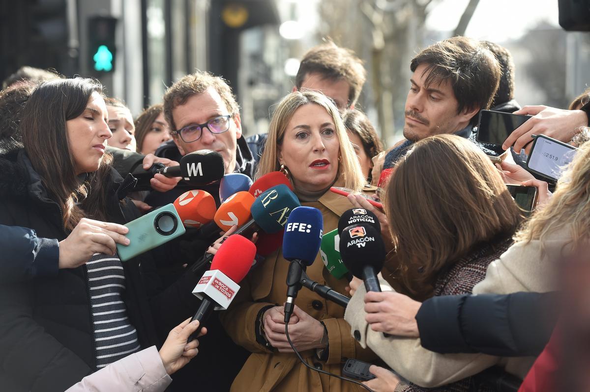 La presidenta de la Junta en funciones, María Guardiola, este lunes en Madrid.