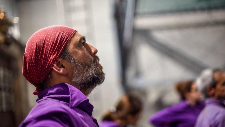 Ignasi Cabré un dia d&#039;assaig al local dels castells.