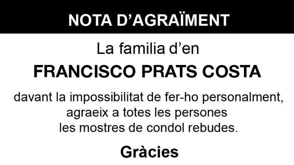 Nota Francisco Prats Costa