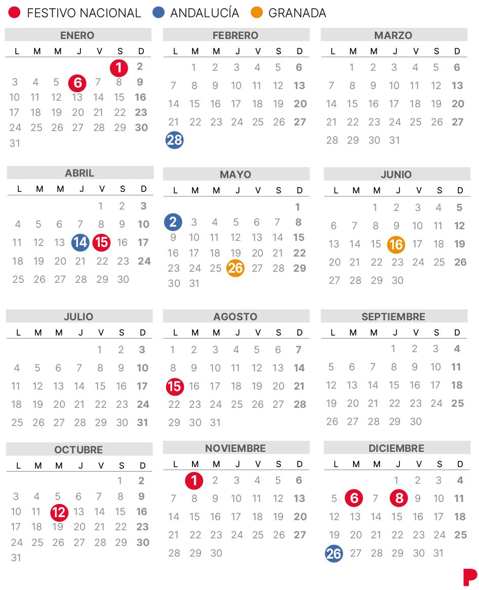 Calendario laboral de Granada de 2022