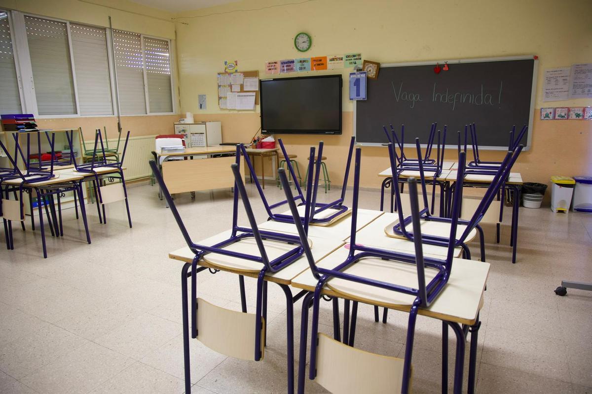 Las aulas del CEIP Monte Benacantil de Alicante durante la primera jornada de huelga.
