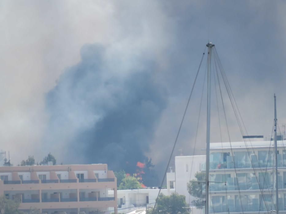 Evacuadas tres viviendas por un incendio agrícola en Cala de Bou