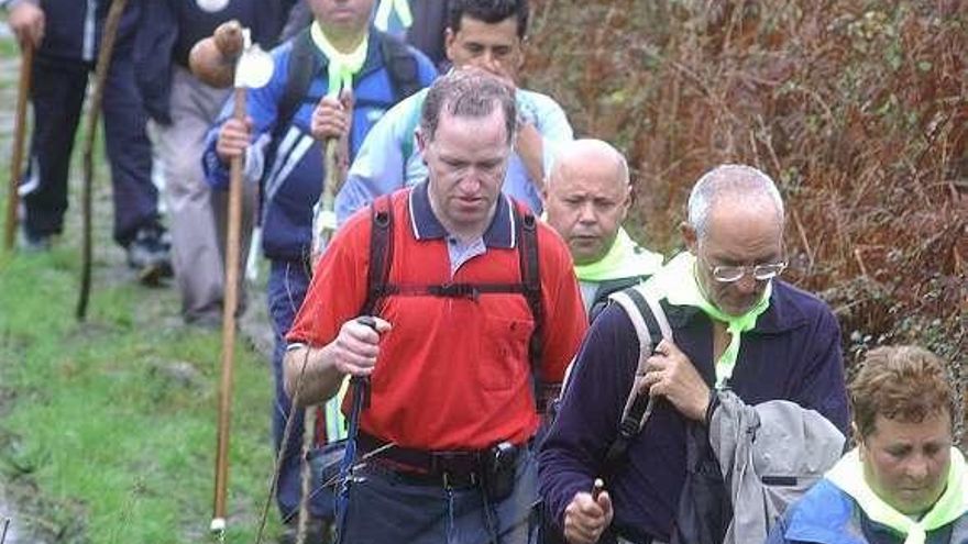 Un grupo de peregrinos en Ourense. // Iñaki Osorio